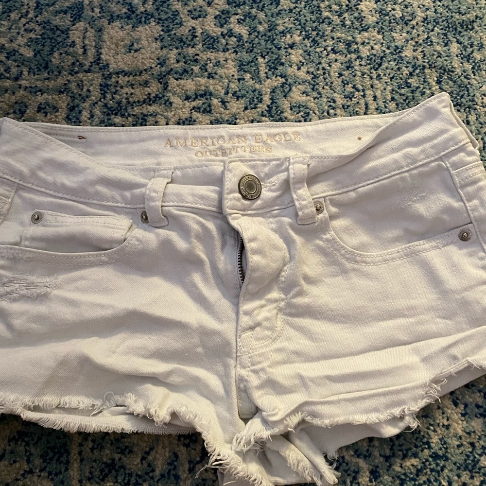 American eagle white jean shorts